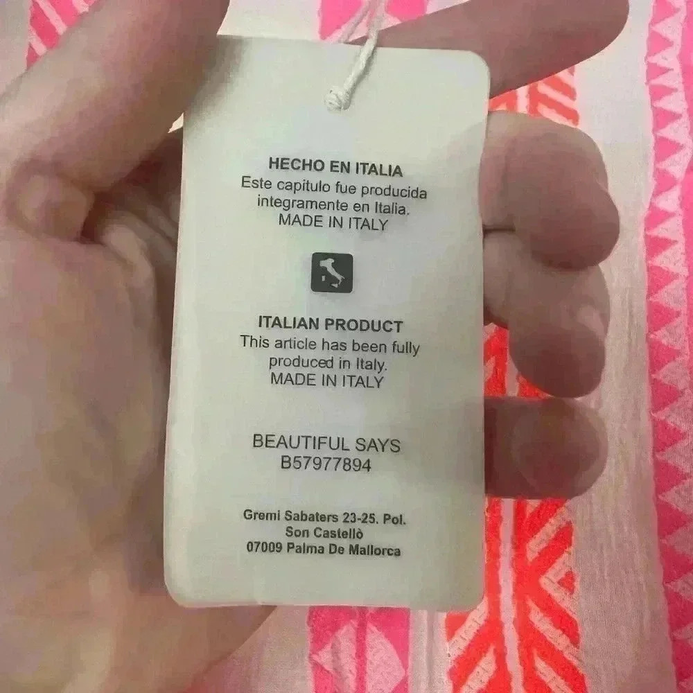 NEW Italian summer dress wedding guest holidaydress neon pink orange onesize (M) - Picture 5 of 5